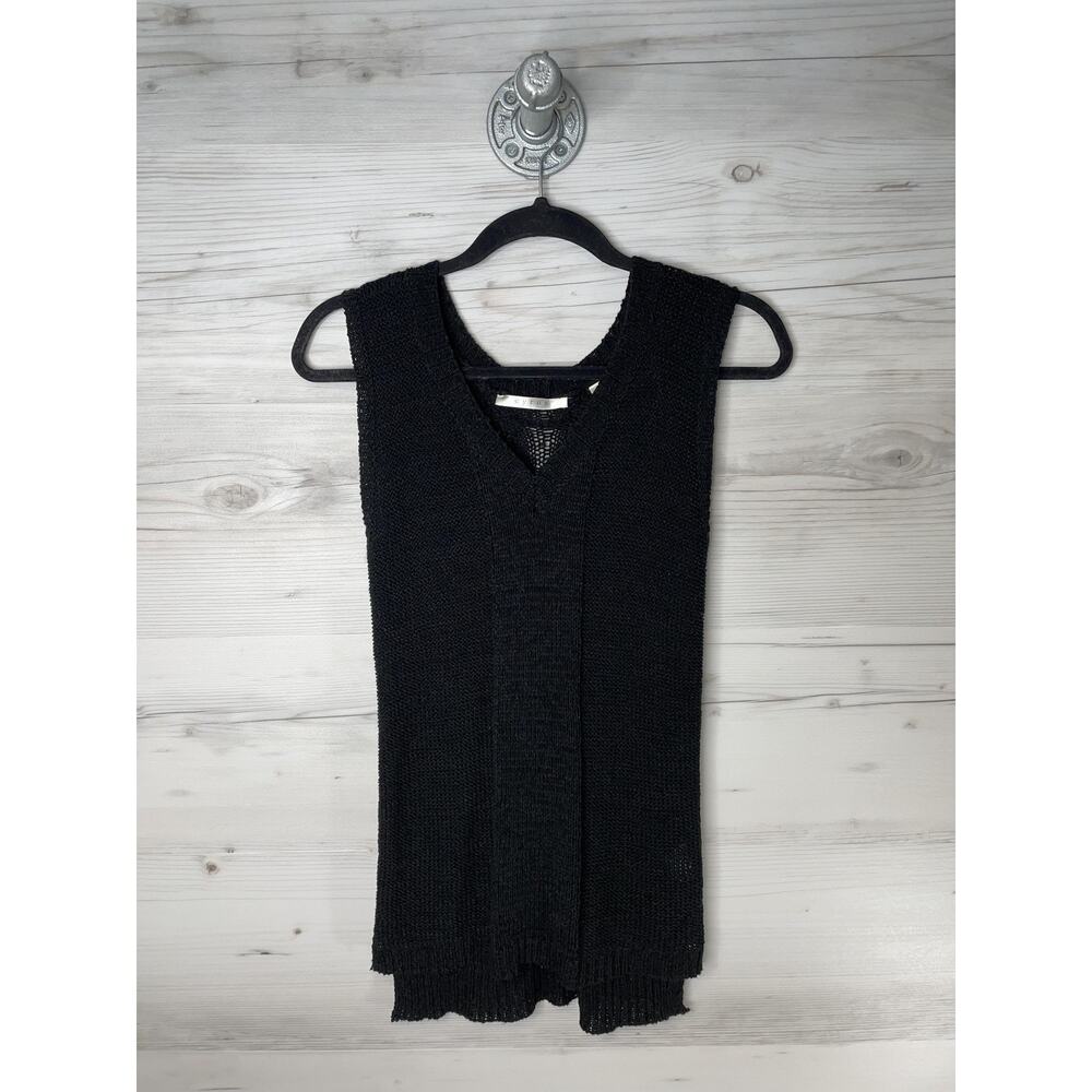Cyrus Sweater Vest Womens Small Black V Neck Cable Knit Tunic Sleeveless‎ Soft